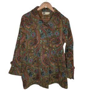 Habitat Womens Tapestry Blazer Jacket Size Large Dark Floral Bohemian Artsy Fall